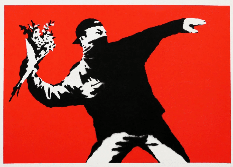 Banksy's 'Love Is In The Air (Flower Thrower)'